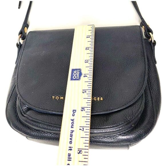 VTG TOMMY HILFIGER BLUE GENUINE LEATHER MESSENGER SHOULDER BAG X-BODY HANDBAG - Picture 12 of 12